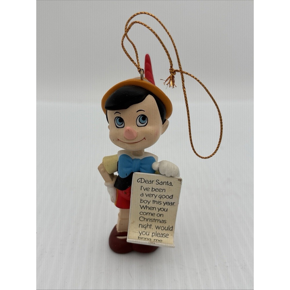 VINTAGE GROLIER DISNEY CHRISTMAS ORNAMENT PINOCCHIO IN BOX # 116